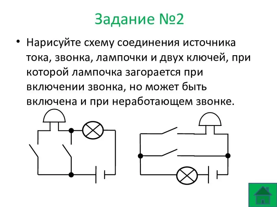 В больнице в комнате дежурной сестры находится электрический звонок начертите схему цепи дающую