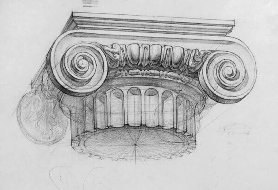 Ионическая капитель рисунок академический