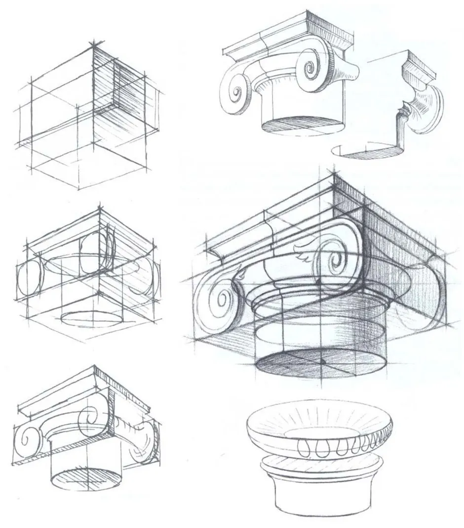 Ионическая капитель рисунок академический