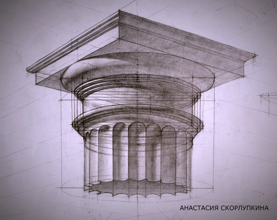 Ионическая капитель рисунок академический