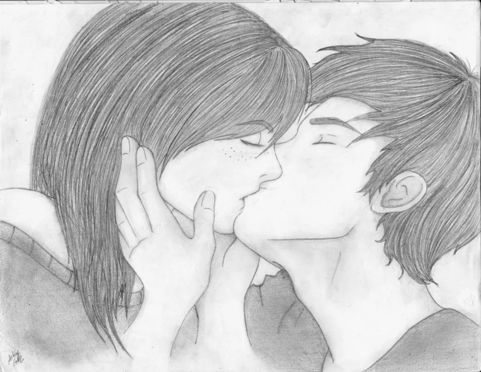 Аниме рисунки карандашом поцелуи