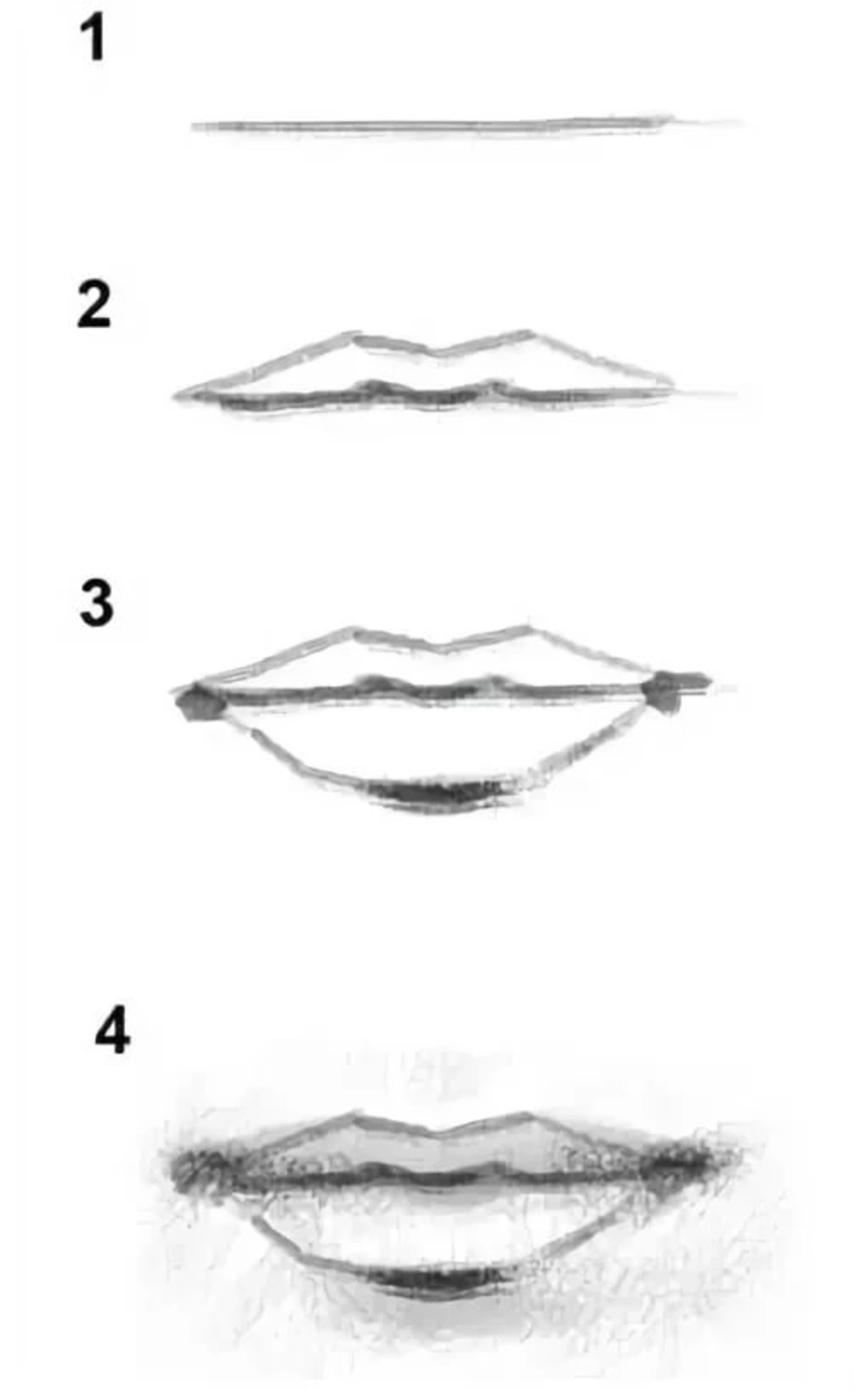 Как карандашом нарисовать губы поэтапно карандашом для