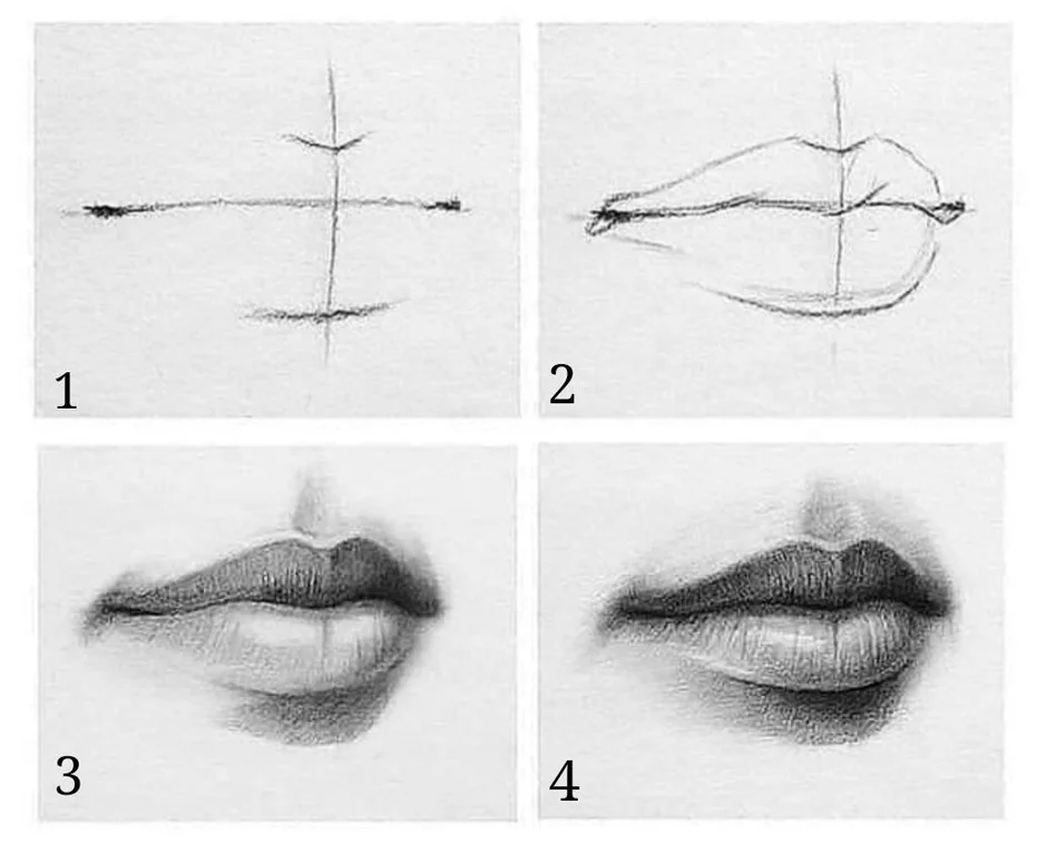 Как карандашом нарисовать губы поэтапно карандашом для