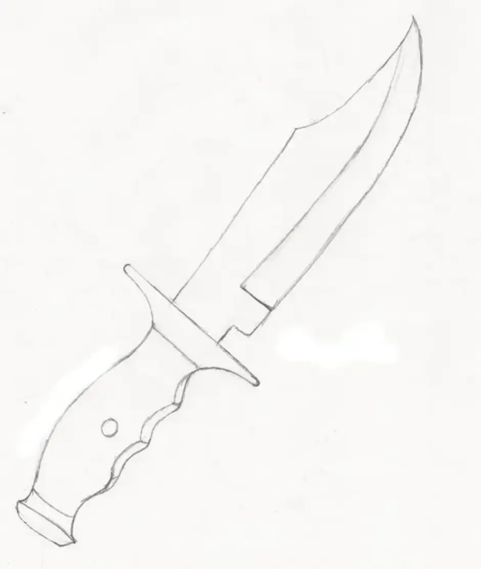 Нож карандашом легко. Раскраска нож Боуи КС го. Охотничьи ножи Боуи чертеж. Охотничий нож КС го раскраски. Эскиз охотничьего ножа Боуи.