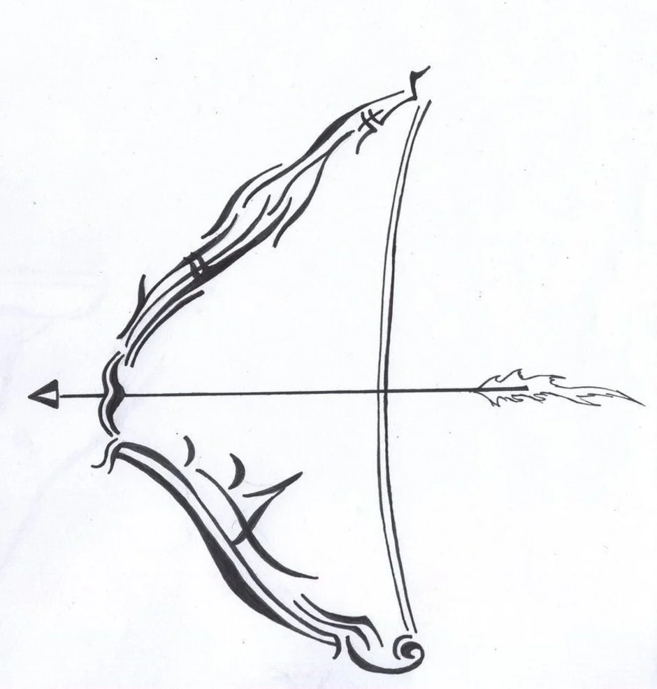 Как нарисовать лук и стрелы