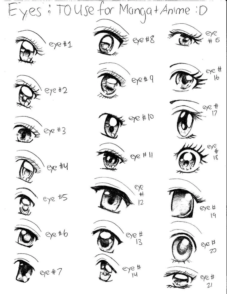Как рисовать аниме глаза девушек карандашом
