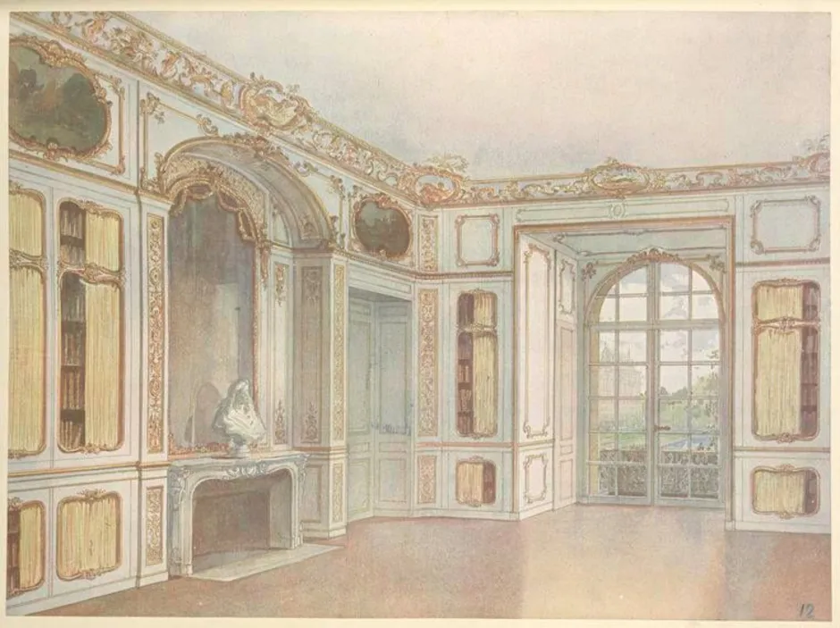 Нарисовать интерьер бала. Франция 18 век бальный зал. Бальный зал 17 века. Интерьер дворца 17 века Франция рисунок. Ампир Франция 19 век спальня.