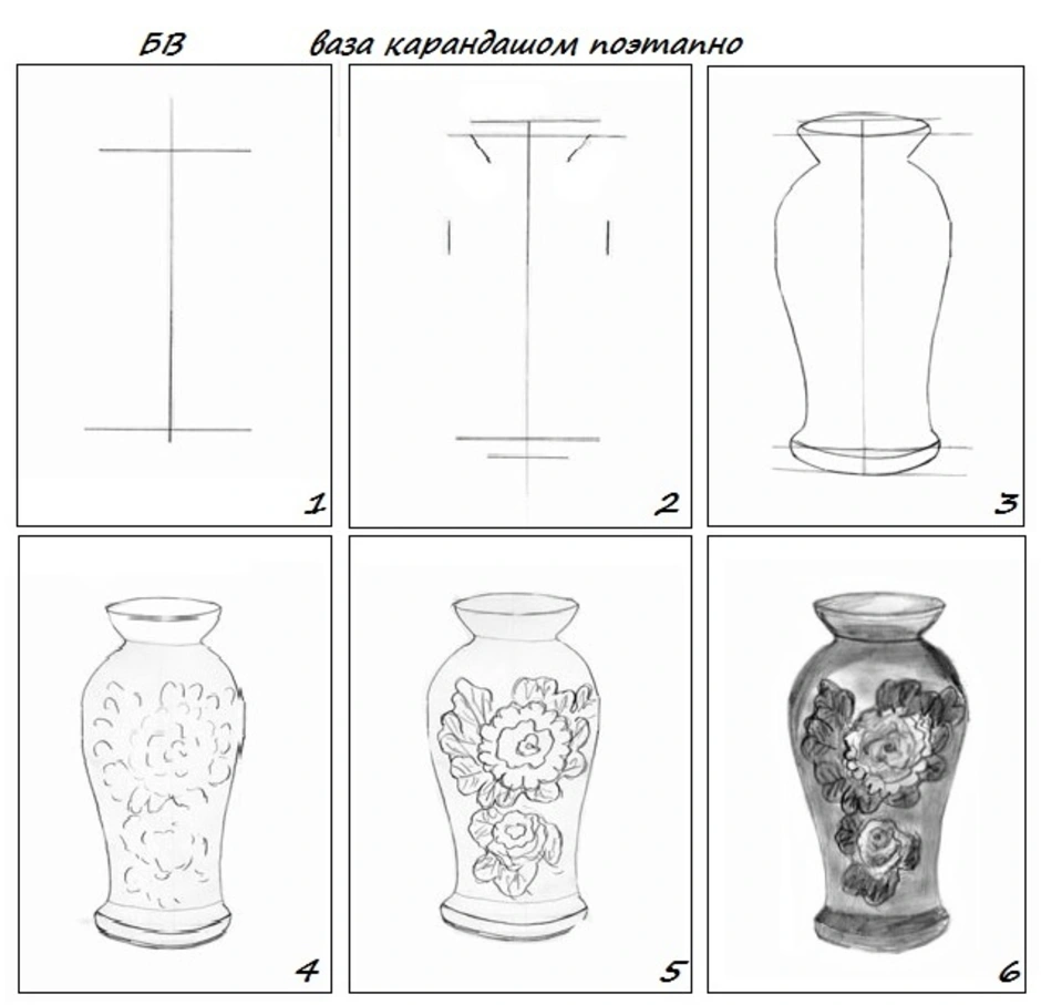 Ваза поэтапно. Этапы рисования вазы. Эскиз вазы карандашом. Набросок вазы. Эскиз декоративной вазы.
