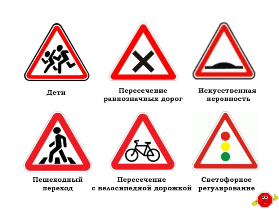 Дорожные знаки для дошкольников в картинках с названиями