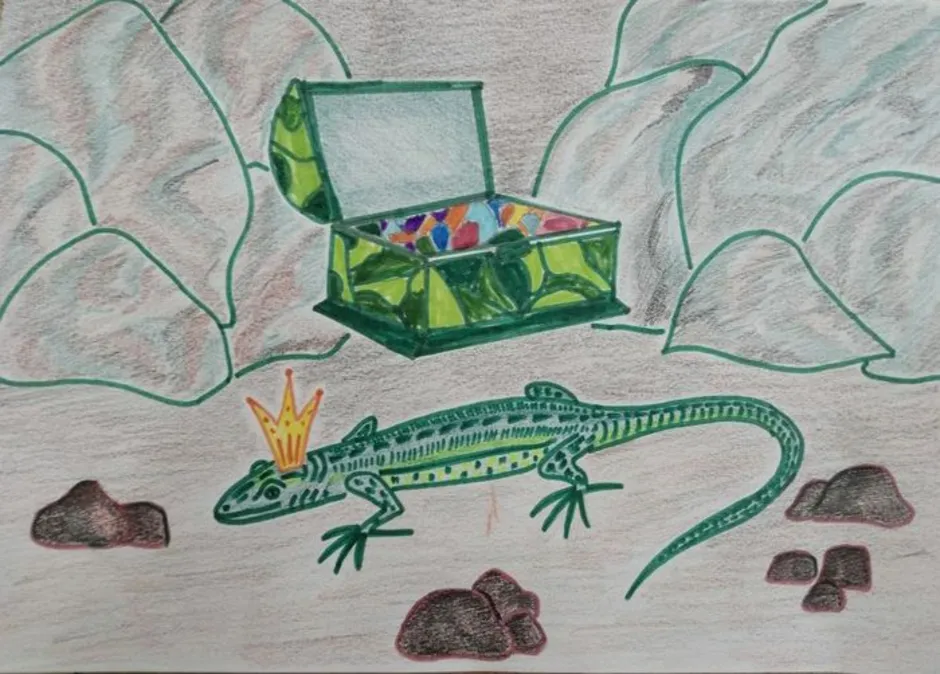 Сказка ящерицу. Иллюстрация хозяйка медной горы 5 класс. Рисунок по теме медной горы хозяйка. Рисунок к сказу медной горы хозяйка. Малахитовая шкатулка рисунок.