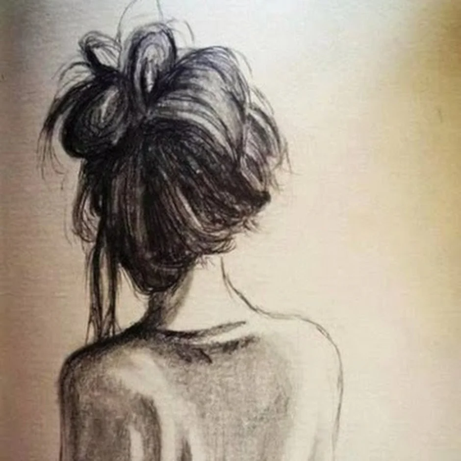 Картинка девушка нарисованная со спины. Девушка со спины рисунок. Нарисованная девушка со спины. Рисунки карандашом девушки со спины. Нарисовать девочку со спины.