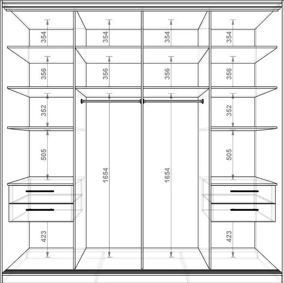 Шкаф купе 1800х2400х600 чертеж