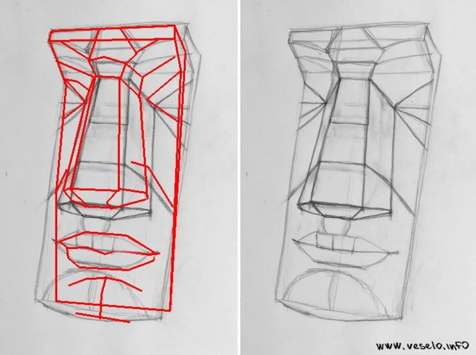 Построение носа поэтапно академический рисунок