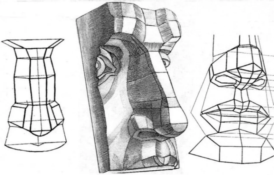 Построение носа поэтапно академический рисунок