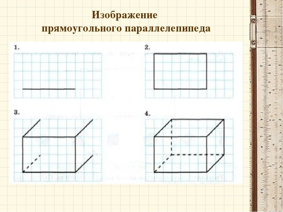 Как рисовать наклонный параллелепипед