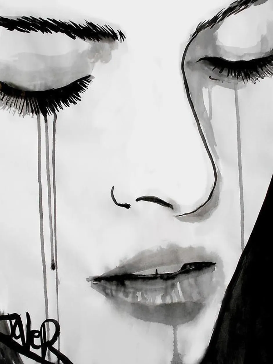Я плачу у меня течет тушь. Луи Джовер. Портрет плачущей девушки. Рисунок плачущей девушки. Девоска плачет рисунок.