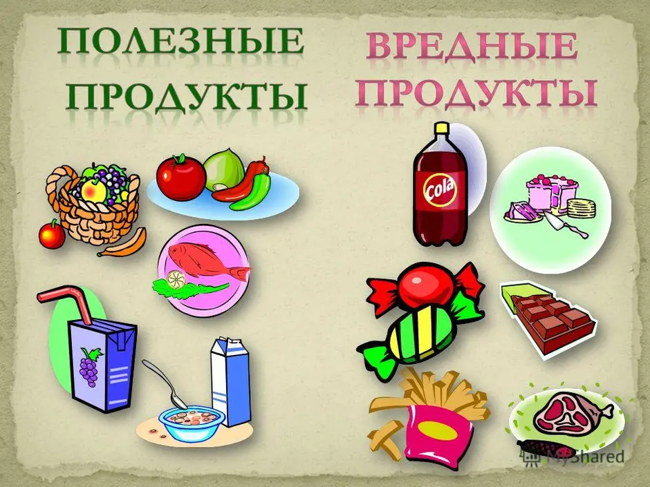 Полезные и вредные продукты картинки