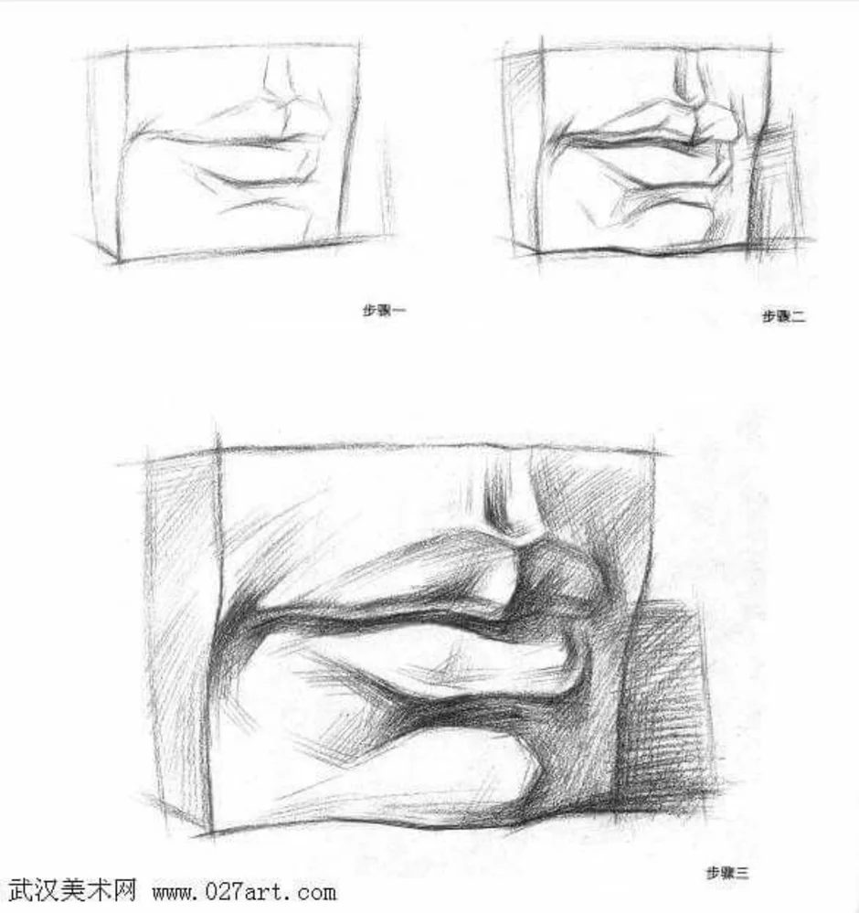 Губы рисунок карандашом построение