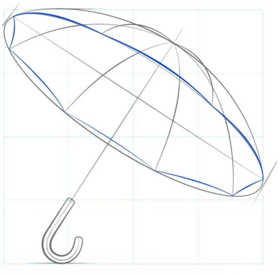 Как нарисовать зонтик поэтапно