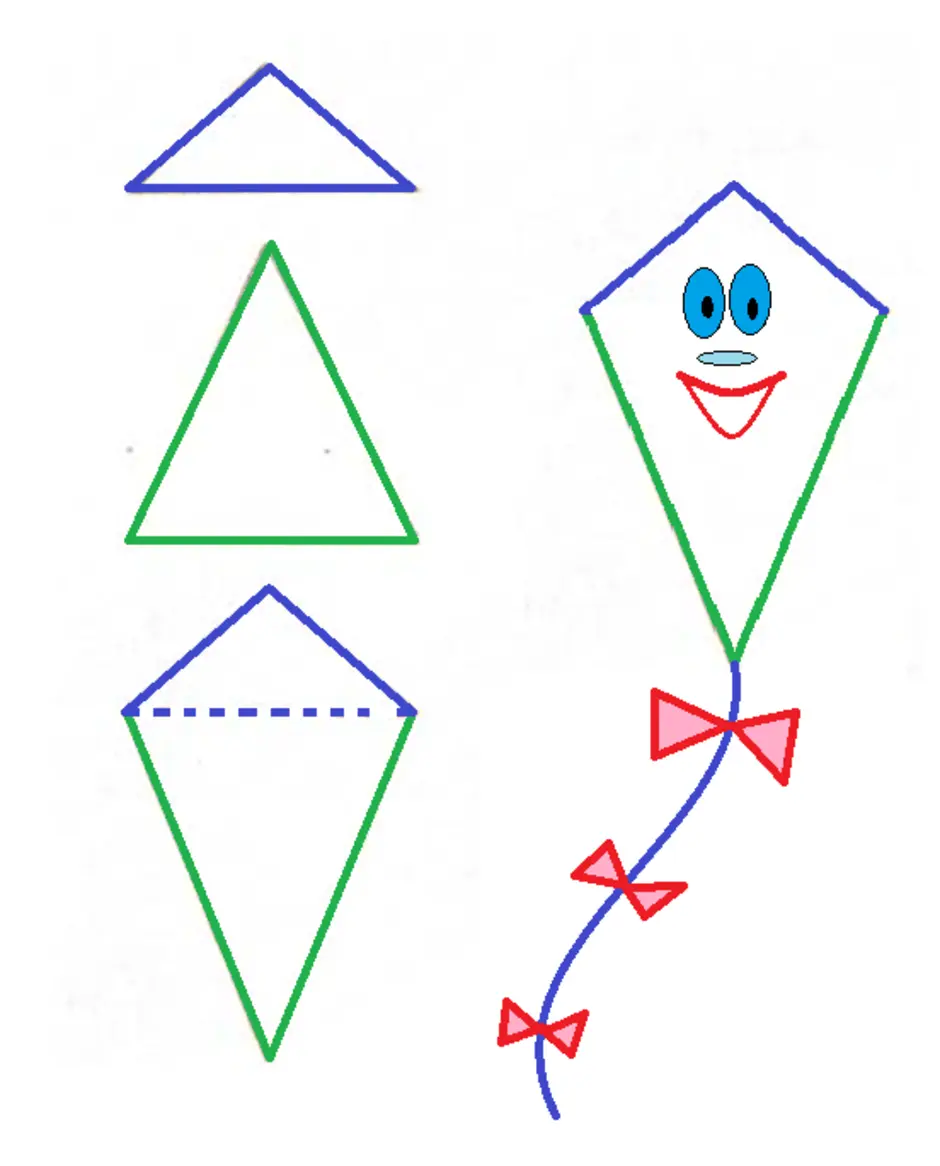 Ромб из 4 треугольников. Рисунок из треугольников. Рисунки из треугольников для детей. Рисунки из треугольников простые для детей. Рисунок из треугольника дошкольник.