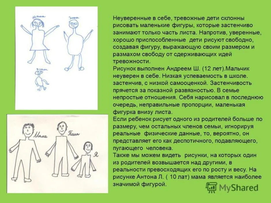 Интерпретация рисунка моя семья по психологии ребенка 6 лет