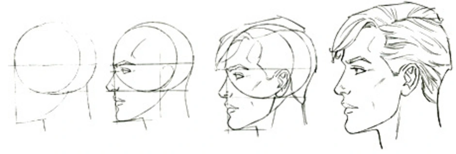 Как нарисовать голову человека боком