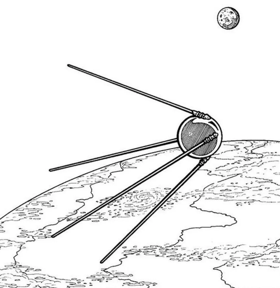 Рисунок первого спутника. Спутник раскраска. Спутник земли рисунок. Первый Спутник земли рисунок. Космический Спутник раскраска.