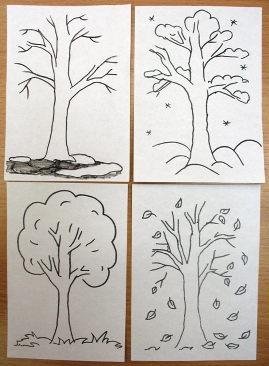 Сезонные изменения весной старшая группа. Дерево для рисования. Рисование времена года. Дерево рисунок карандашом. Рисование деревьев по временам года.