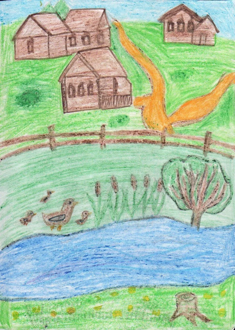 Что можно нарисовать 4 класс. Деревня рисунок. Рисование деревни. Древний рисунок. Сельский пейзаж цветными карандашами.