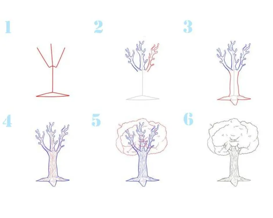 Как рисовать дерево. Уроки рисования дерево. Этапы рисования дерева. Рисование деревьев для дошкольников. Поэтапное рисование дерева для дошкольников.