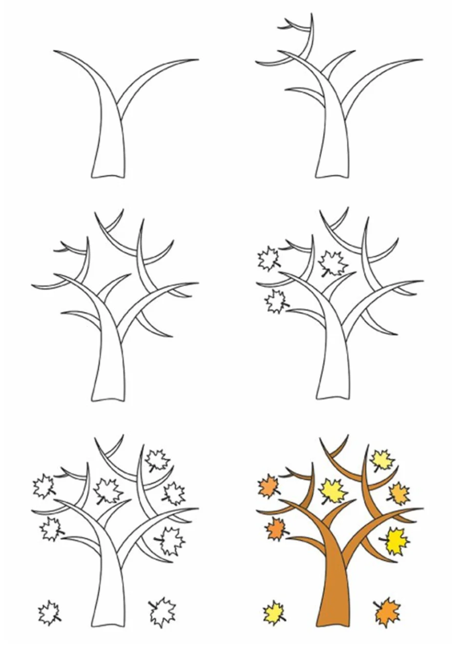 Рисование деревья осенью. Схема рисования дерева для детей. Поэтапное рисование осеннего дерева. Схемы рисования деревьев для дошкольников. Схема изображения деревьев для детей.