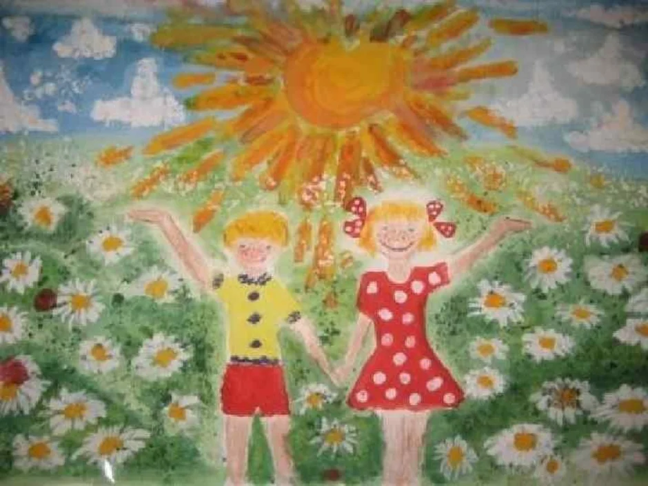 Рисунок на тему пусть всегда будет солнце. Рисование на тему пусть всегда будет солнце. Рисунок на тему Солнечный день. Рисование на тему лето день защиты детей.