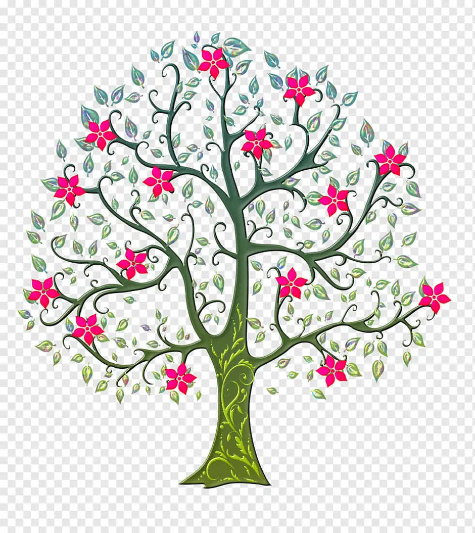 Милорн дерево. Сказочное дерево вектор. Красивое дерево с ветвями мультяшка. Цветущее дерево рисунок