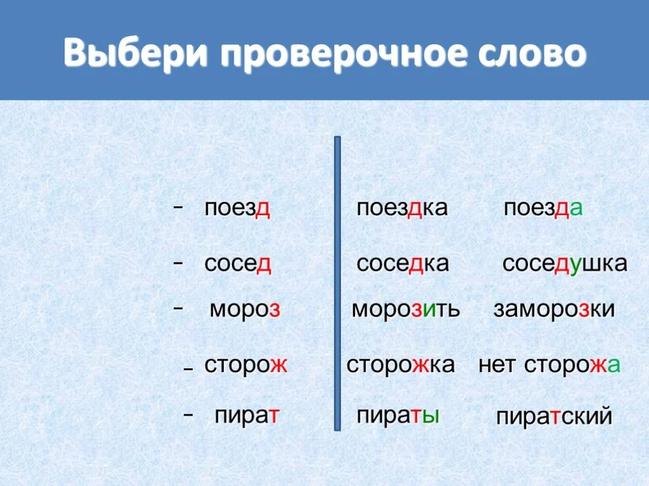 Проверочное слово к слову рисунок 2 класс