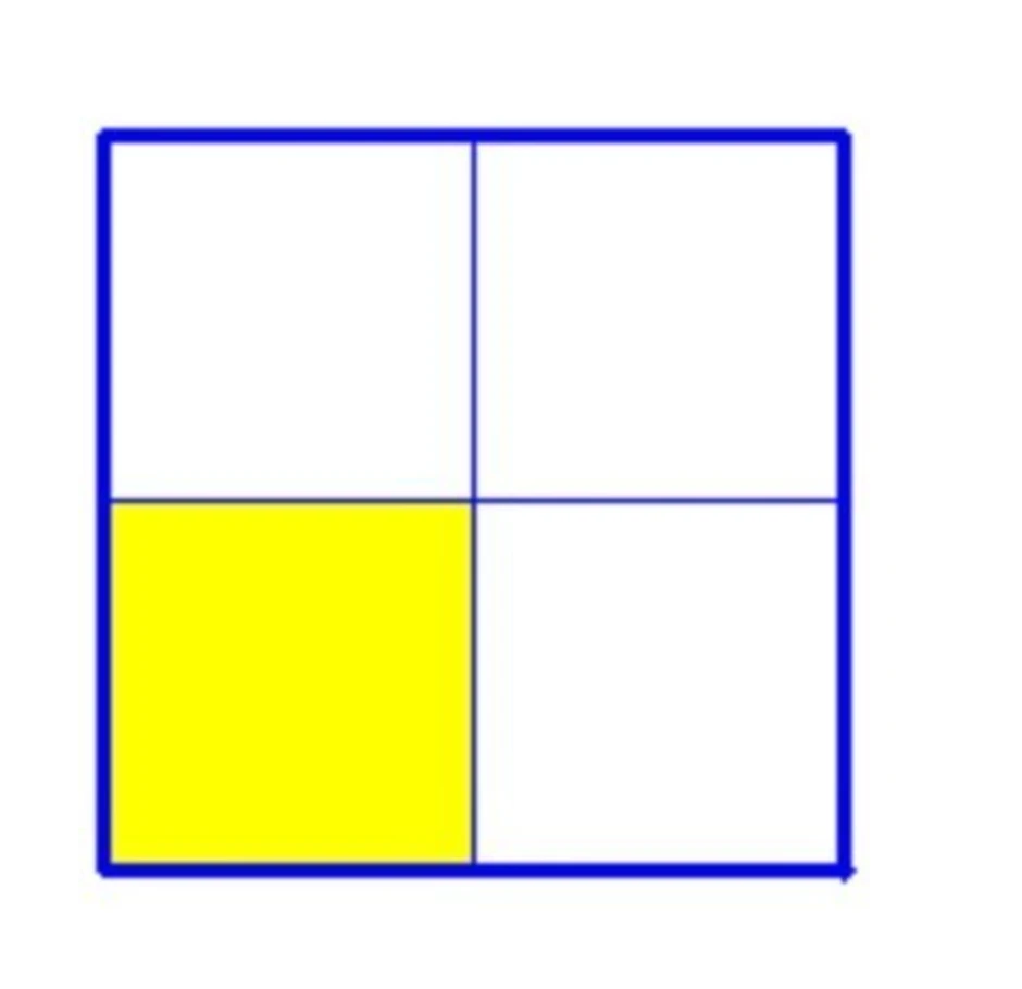 Какой из квадратов поделен на 2 неравные
