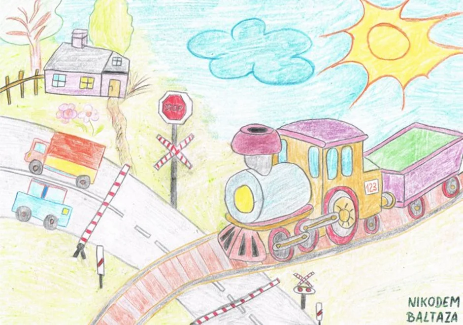 Нарисовать детскую железную. Детская железная дорога рисунок. Детская железная дорогарсунок. Детская железная дорога детский рисунок. Рисунок на тему ЖД.