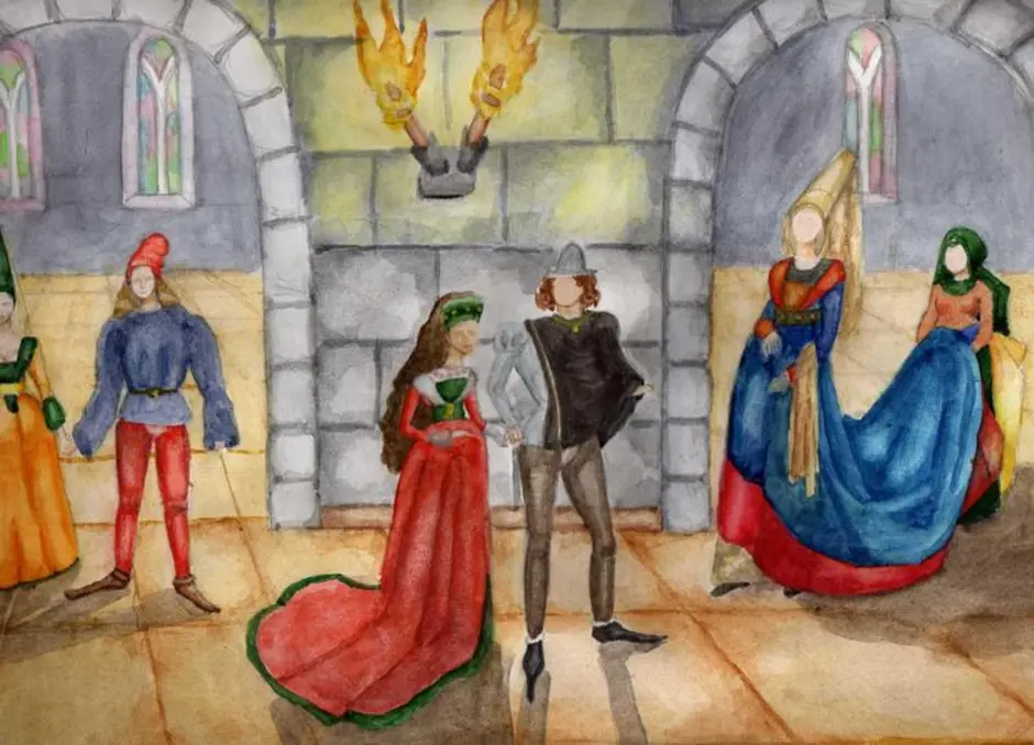 Нарисовать бал 5 класс изо легко. Средневековый бал. Бал во Дворце средневековье. Средневековый бал в замке. Средневековый бал рисунок.