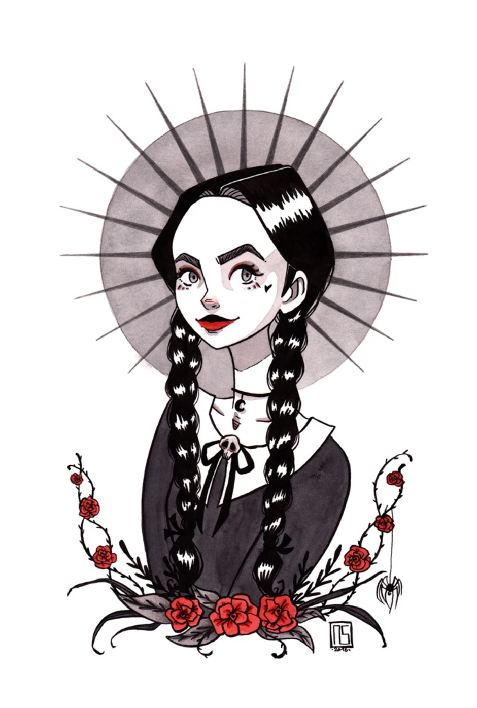 Как нарисовать wednesday addams