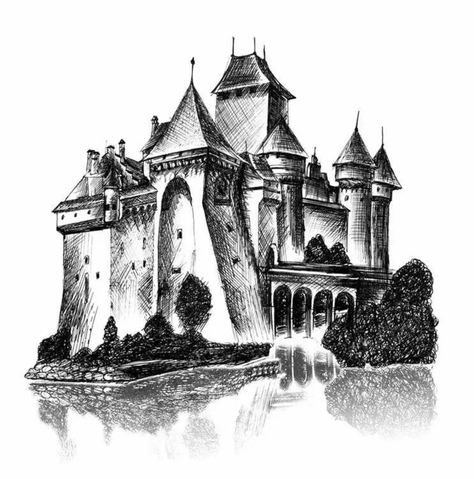 Рисунок старой крепости. Замок рисунок. Замок карандашом. Замок рисунок карандашом. Замок Графика.