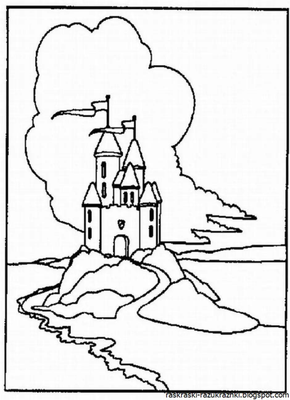 Старый замок по музыке 4 класс. Рисунок к пьесе Мусоргского старый замок. Раскраска замок. Крепость раскраска. Замок раскраска для детей.