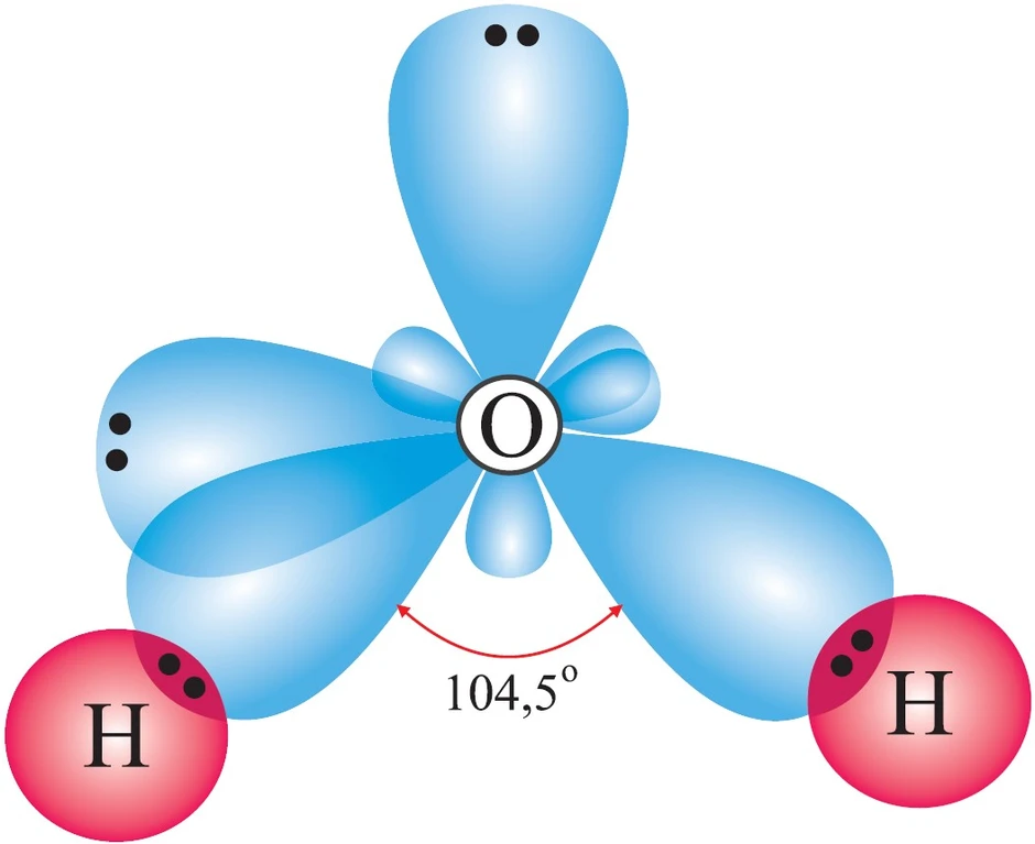 Схема молекулы воды