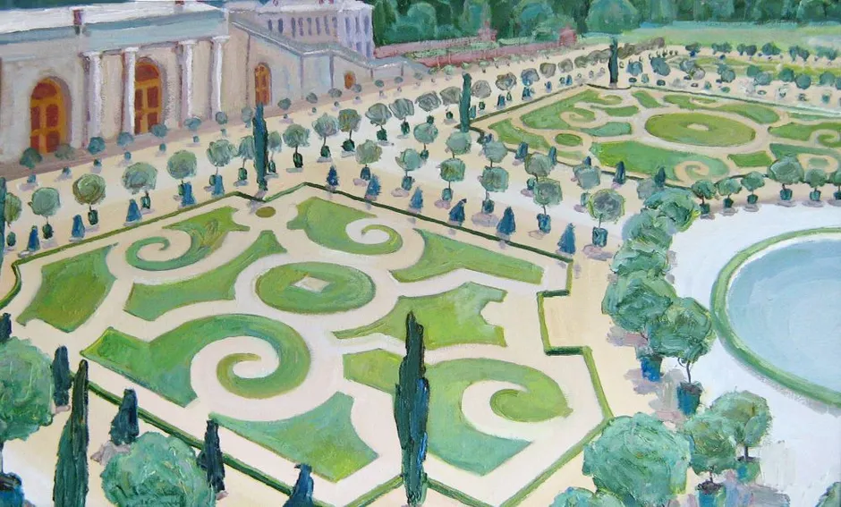 Французский парк рисунок. Версаль регулярный парк. Версаль план парка. Французская школа Версаль. Архитектурно парковый ансамбль Версаля 17 век.
