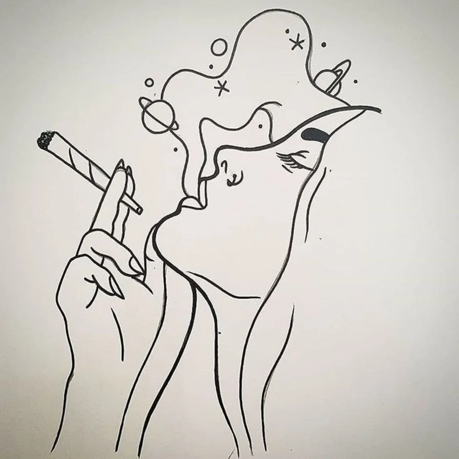 Девушка с сигаретой эскиз
