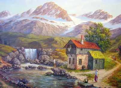 Дом в горах рисунок