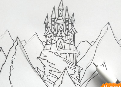 Замок снежной королевы рисунок 2 класс карандашом