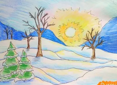 Зимний пейзаж рисунок 5 класс