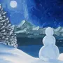 Зимний Пейзаж Рисунок Гуашью