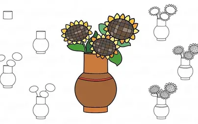 Как нарисовать вазу с цветами поэтапно