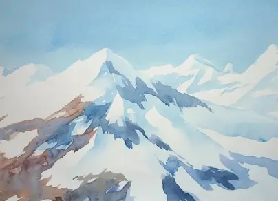 Как нарисовать горы гуашью