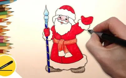 Нарисовать деда мороза карандашом
